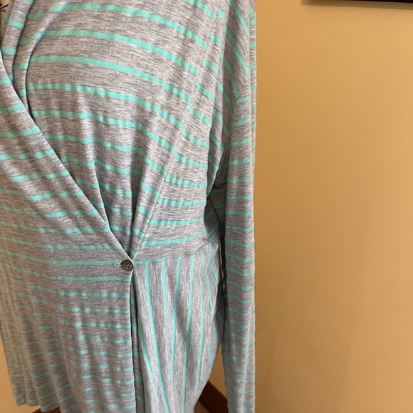 LADIES LONG JACKET GREEN/GREY STRIPES SIZE XL MADE IN THE 🇺🇸 USA - Picture 3 of 13